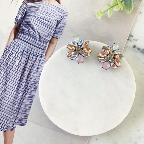 "Merrick" Earrings || Pink Crystal Statement - Picture 3 of 10